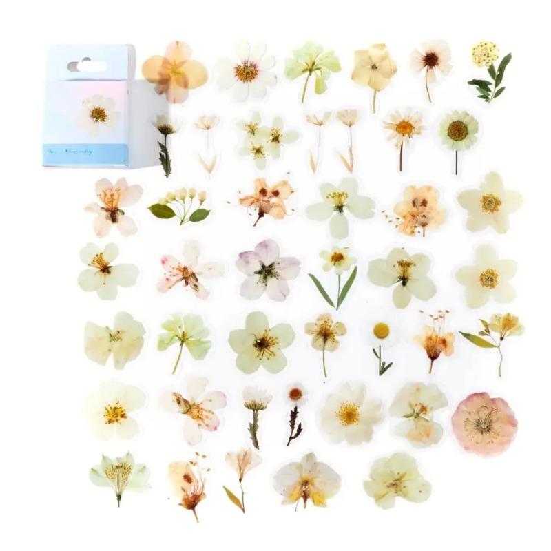 45Pcs Flower Language PET Journaling Sticker Set for Gift Packing Scrapbooking Album Planner Journal Arts DIY Craft