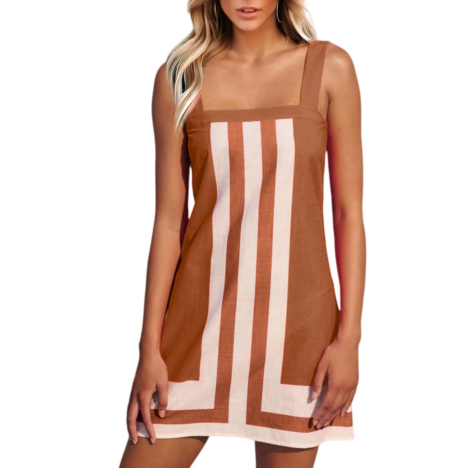 2026 summer new European and American casual short skirt seaside vacation style suspender dress S