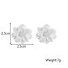 Big White Camellia Flower Imitation Pearl Stud Earring for Women Elegant Korean Sweet Resin Ear Wedding Party Jewelry