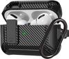 Switch Earphone for Airpods Pro 2/AirPods 1/2/3 Case, Carbon Fiber Design Shockproof Full-body Protection Cover with Keychain