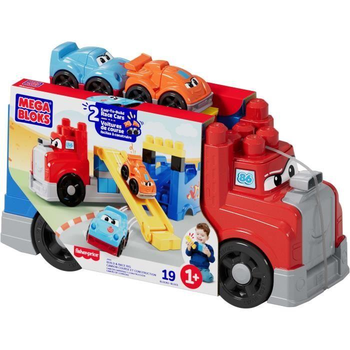 MEGA BLOKS - Camion Course Et Construction - Coffret Avec 19 Pièces - MEGA Bloks - JFR29