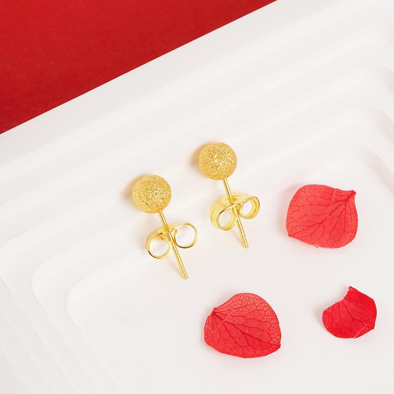 Elegant Gold Sand Earrings for Women - Bean-Shaped, Long-Lasting, High-Quality Copper and Titanium Steel