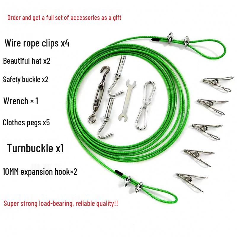 

Сверхпрочная уличная стальная бельевая веревка для сушки одежды и одеял 4m