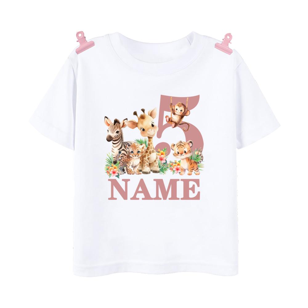 Personalized Birthday Shirt 19 Year Shirt Wild Tee Girls Wild Jungle Theme Party Tshirt Animal with Name Outfit Kids Tops Gift