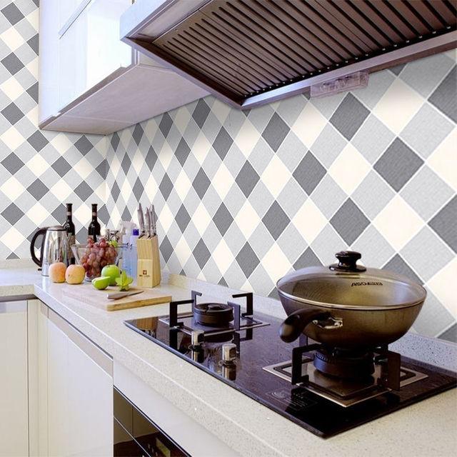 DIY Oil Proof Kitchen Furnitur Wall Stickers Self Adhesive Papel De Parede Bathroom Tile 3D Waterproof Vinyl Cabinet Wallpaper