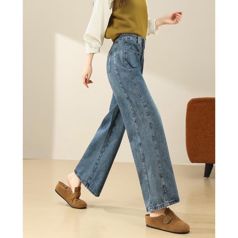 TERRE BLEUE Women's High-Waist Wide-Leg Jeans