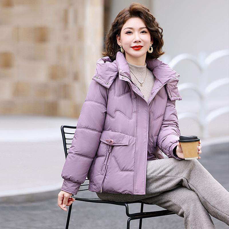 2025 New Plus-size Removable Hat Down Cotton Jacket Women's Loose Bread Jacket Padded Jacket Thickened Cotton Jacket