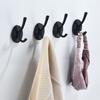 Black Coat Hooks 4-Pack Modern Metal Double Robe Hooks for Bathroom Bedroom Kitchen Hotel Garage - Wall-Mounted Towel Hooks with Space Aluminum Black