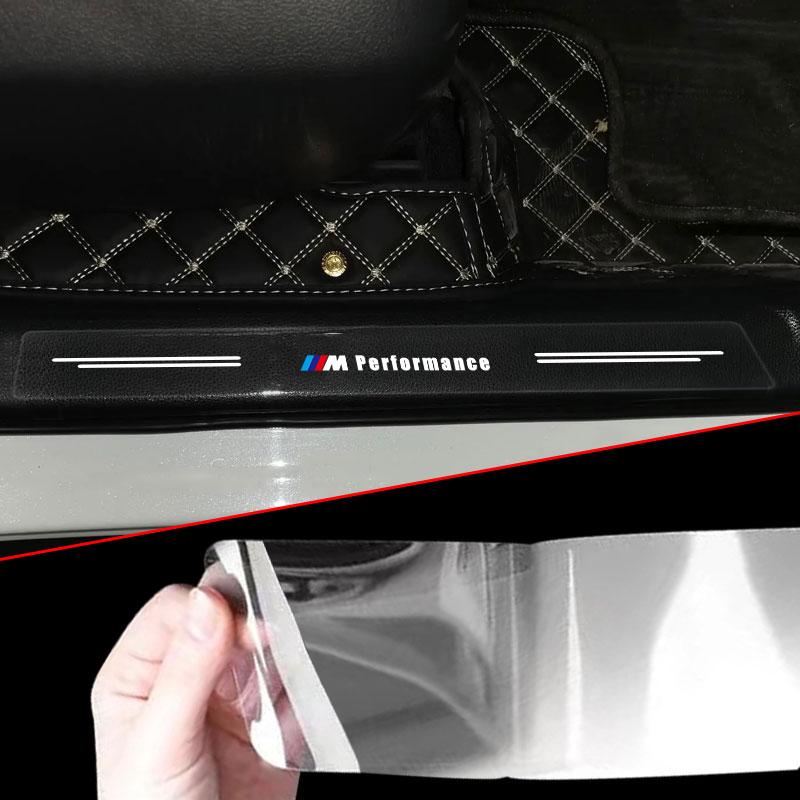 4ks Ochrana prahu auta Transparentní Dekorativní M LOGO Odznak 3D Samolepka Pro BMW M Performance E36 E46 E60 E90 E91 E92 E93 F30 F20 X1 X3 X5 X6 X7