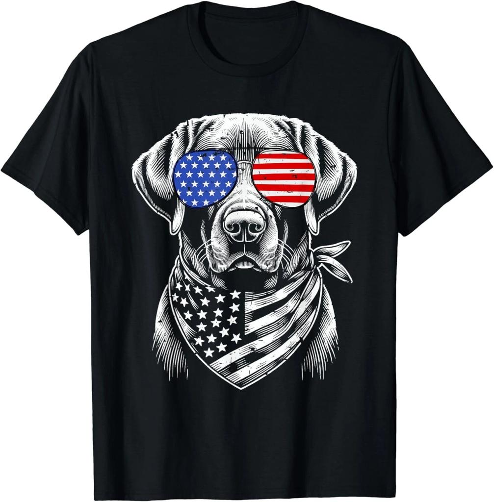 Labrador Retriever Patriotic 4th of July American US Flag Dog Gift T-Shirt