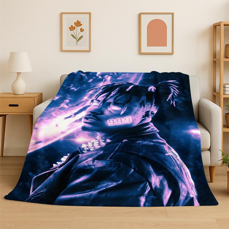 

retro Juice WRLD 999 Legend Rapper Star Flannel Blanket Soft Warm Throw Blanket for Bedroom Living Room Bed Travel Camping 75x90cm