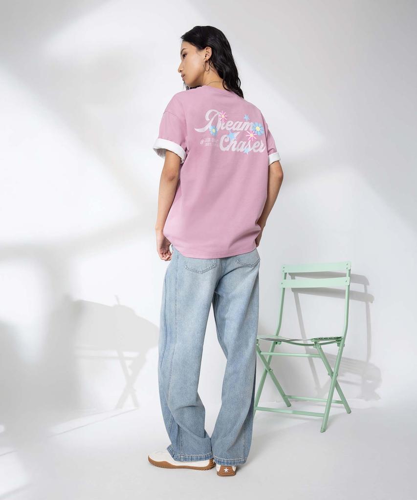 Keonbeoseu Sorona Flower Oversized Graphic T-Shirt Lilac Wcj772-Pcg