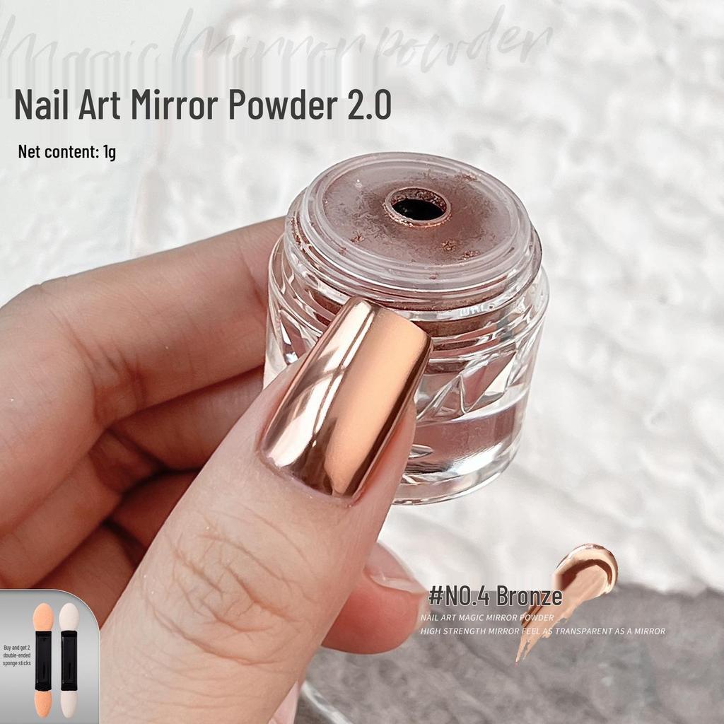 Champagne Gold & Silver Rose Mirror Nail Art Glitter Powder