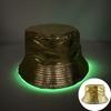 Adult LED Light-Up Flat Top Sun Hat Unisex Logo Embroidery Bucket Cap Solid Color Promotional Gift