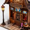 DIY Assembly Wooden 3D Puzzle Store Model for Ages 15-35, with Warm LED Lighting, Colorful Window Design, Mini Furniture, and Shelf Display