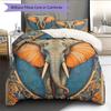 Elephant  Pattern Bedding Quilt Set  Home Decoration  Gift (1 * Duvet Cover + 2 * Pillowcase, Without Core)