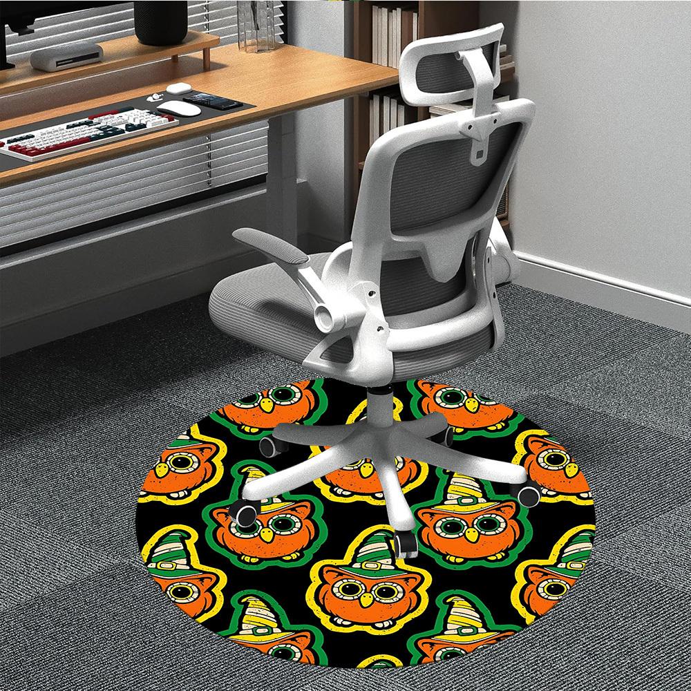 

1PC Halloween Owls Office Round Area Rug, Indoor Mat Suitable For Office, Under Office Chairs Bedroom Living Room Home Decor, Room Deco 168 80cm by 80cm