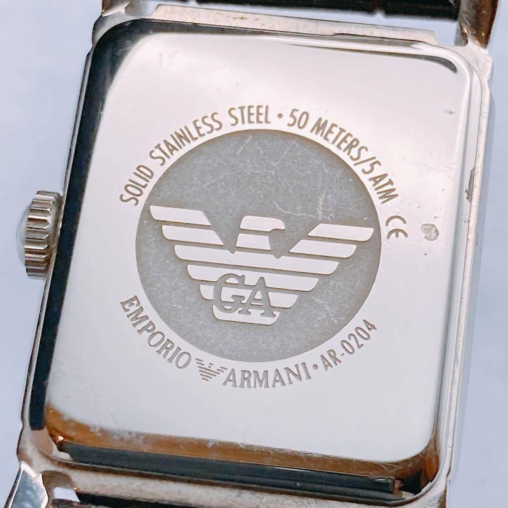 Used [Working item] Good condition EMPORIO ARMANI stainless steel watch square men's Emporio Armani orange beige brown