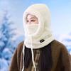Gorro de Ciclismo à Prova de Vento de Cor Sólida Macio, Capuz Térmico de Inverno, Balaclava com Cordão, Mantenha-se Aquecido, Máscara de Esqui, Chapéu Feminino