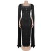 Cross-Border Elegant Women's Dress with Back Slit, Cape Sleeves, and Rhinestone Details