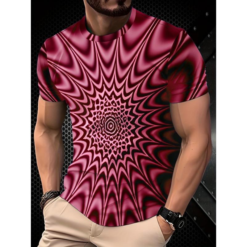 Summer fun men and women fashion casual 3d abstract fun psychedelic print polyester S