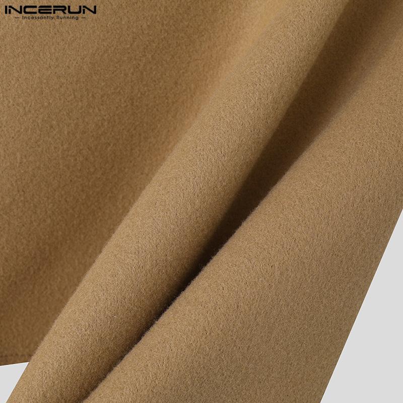 INCERUN Menn Lapel Collar Langermet Fleece Crop Topper Kåper
