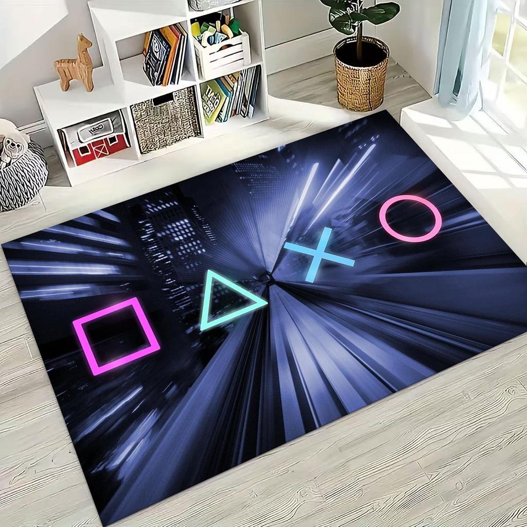 27 Stil Gamer Zone Game Controller Cartoon Spielzimmer Teppich für Schlafzimmer Wohnzimmer Sofa Zuhause Fußmatte Dekoration, Rutschfeste Bodenmatte