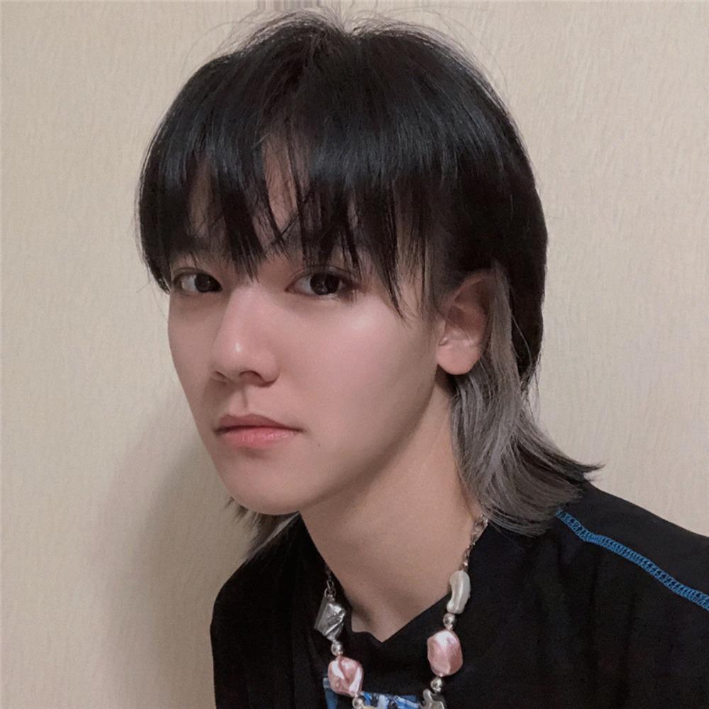 Highlights Long Cosplay Wig Synthetic Anime Men Wigs Wolf Tail Mullet Head Wigs with Bangs Boy