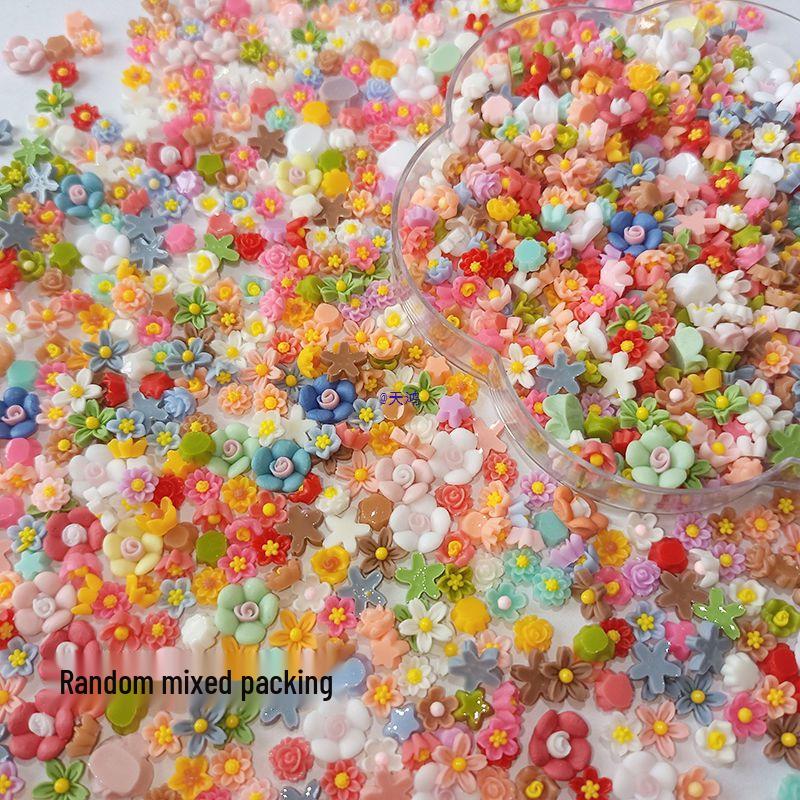 Five-Petal Flower Nail Art Decorations - Mini Colorful Jewelry Accessories with Irregular Diamonds