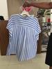 2025 Chic European & American Women's Striped Loose Lapel Short Sleeve Shirt