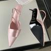 Eilyken Silk Pointed Toe Buckle Strap Women Pumps Elegant Thin High Heels Sandals Sexy Party Stripper Mules Shoes