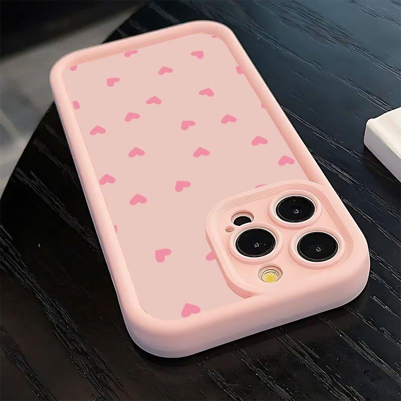 Simple heart-shaped pattern phone case suitable for iPhone 17 16 15 14 13 12 11 Pro/Max/Plus anti drop and shockproof back cover