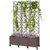 Plastic Raised Planter with Trellis, Self Watering Raised Bed for Garden with Wheels, Drainage Holes and Plugs