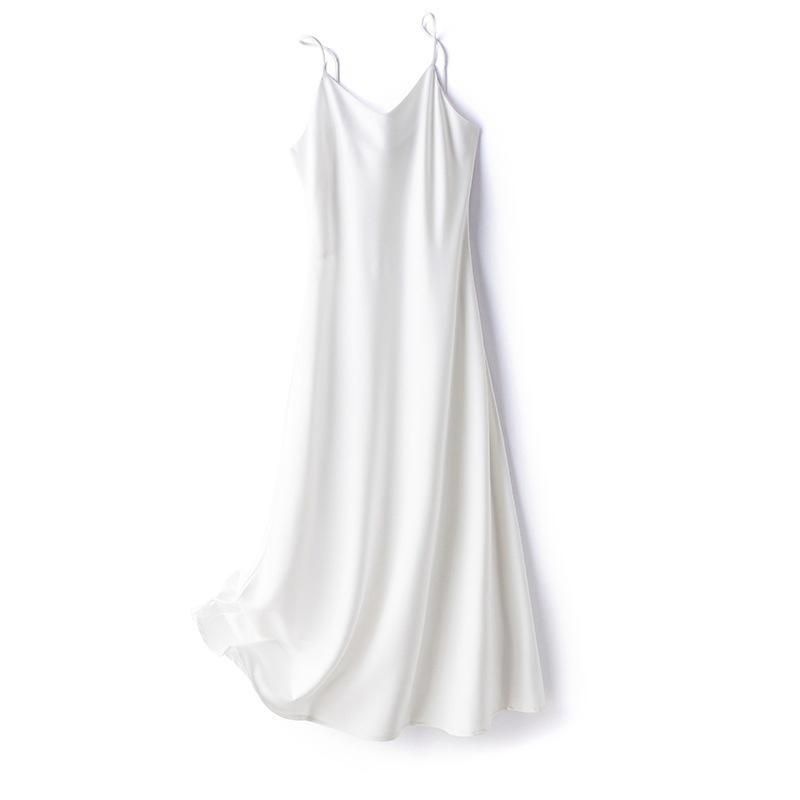 Sexy Dresses Suspender V Neck Sleepwear Sleep Dress Nightgown Solid Color Nightwear