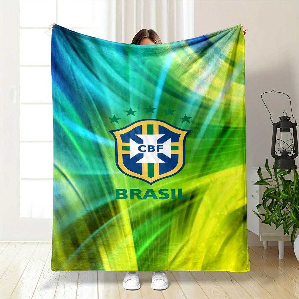 Brazil Football CBF Designed Flannel Blanket for Bedroom, Living Room, Sofa, and Nap