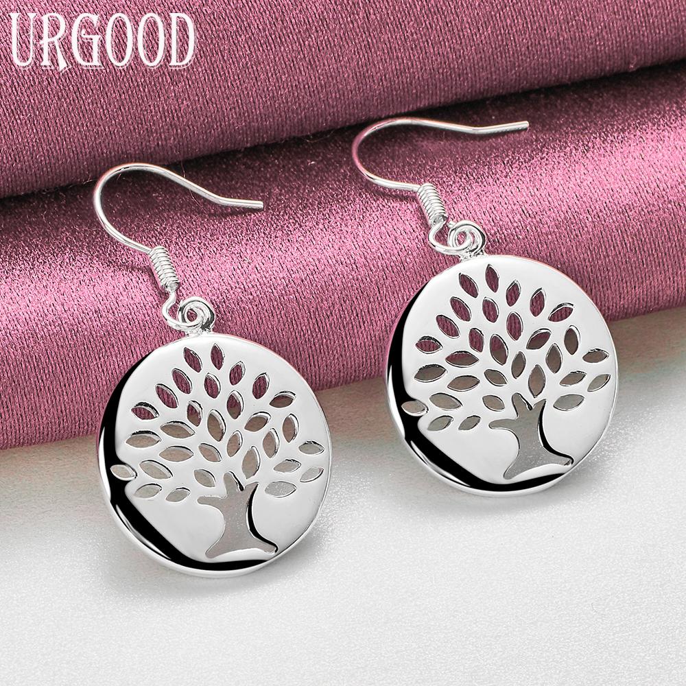 925 Sterling Silver Tree Shaped Pendant Earrings Wedding Jewelry