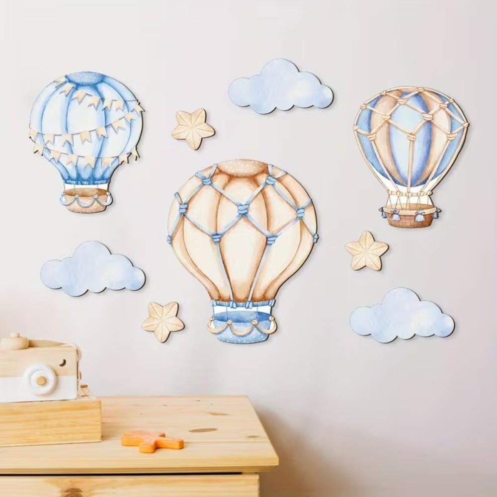 9PCS/SET Watercolor Hot Air Balloon Wall Decor Cartoon Nursery Wall Art Sticker Baby Room