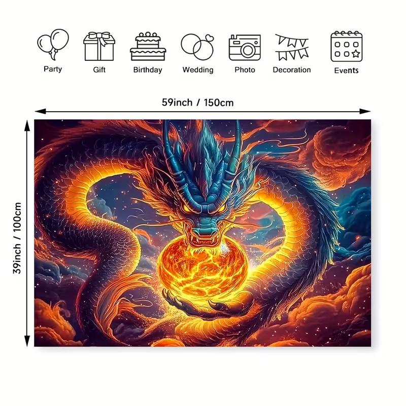 2D Lunar New Year Dragon Portrait Photo Backdrop 47.2x31.5inch/120*80cm