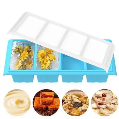 1Pc 2/4 Grids Silicone Freezer Tray Reusable Soup Ice Cube Trays with Lids Leak Proof Food Storage Boxes for Kitchen Accessories