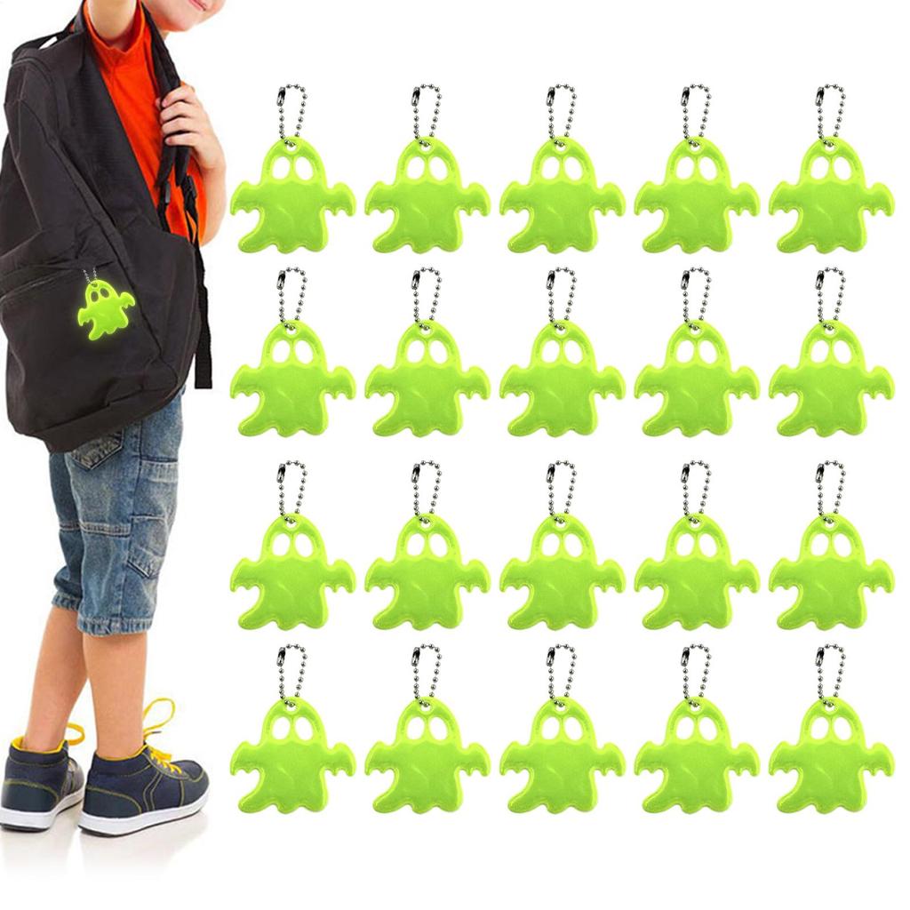 20PCS Safety Reflectors Ghost Safety Equipment Reflective Pendants for Walking Running Jogging Hiking Outdoor Night Riding