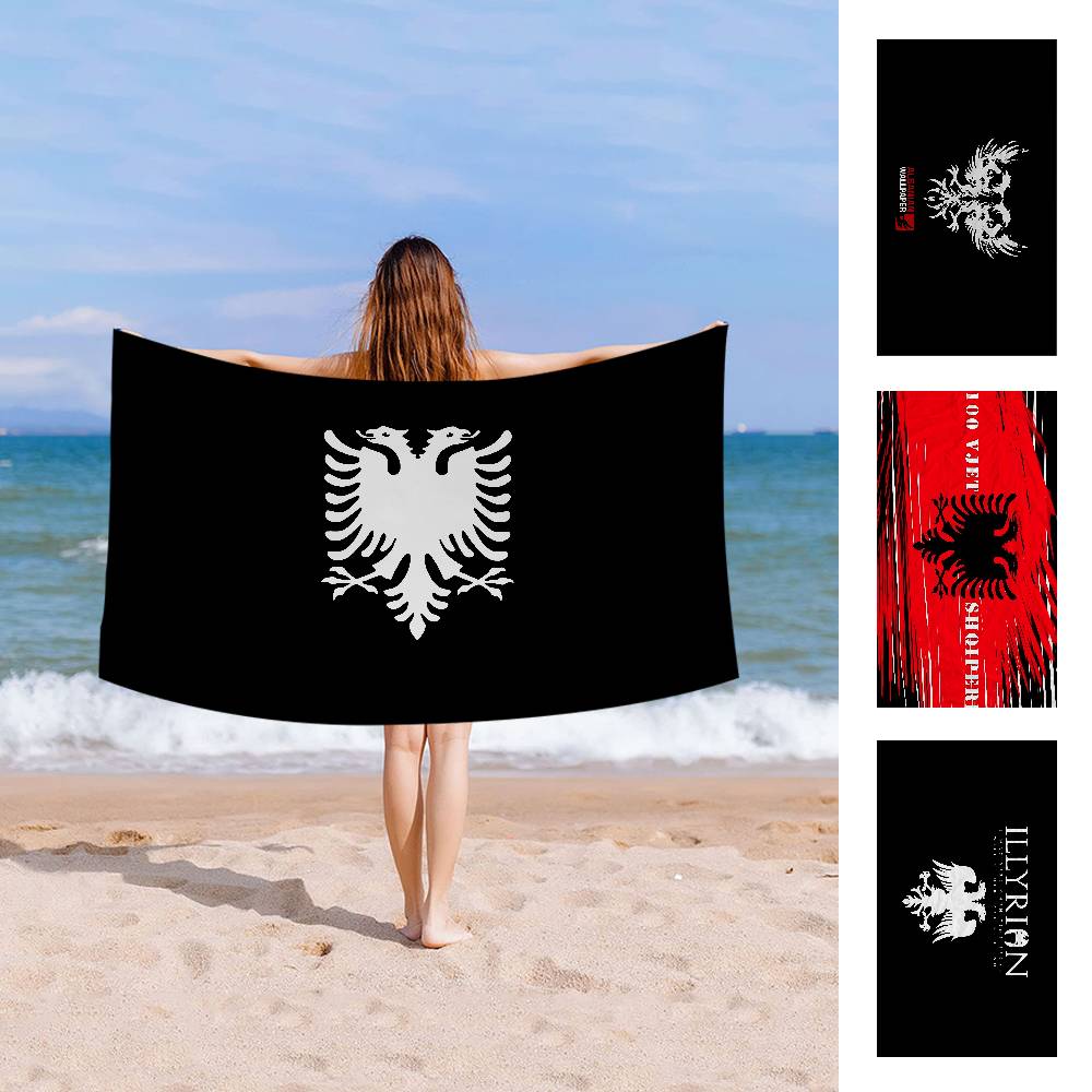 Textilien Albania Albanians Flag Microfiber Beach Towel Absorbent Quick Dry Soft Yoga Swimming Resort Mountain Climbing Towel