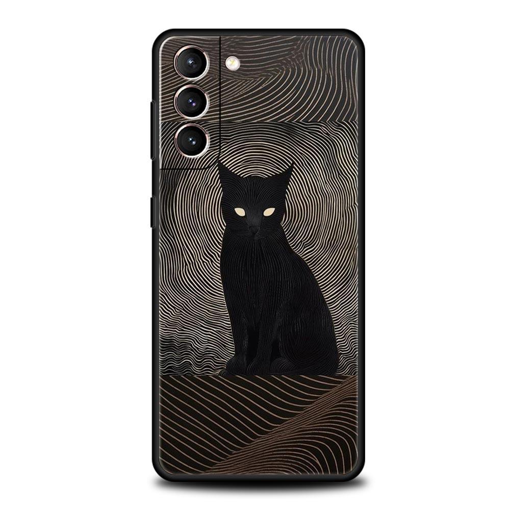 Abstract Creative Cat Line Phone Case Cover for Samsung Galaxy S26 S25 S24 S23 S22 S20 S21 FE Ultra S25 Edge Plus Soft TPU Shell