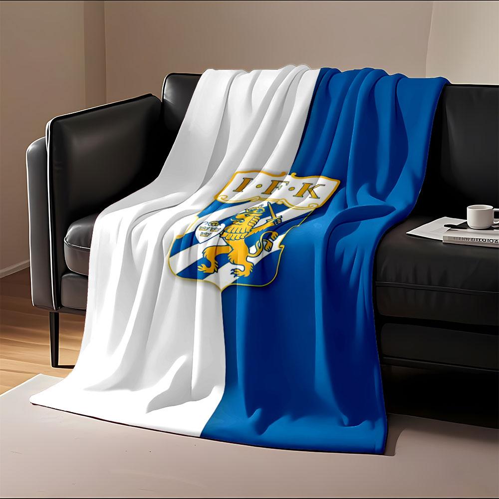 Blue and White Lion Emblem print blanket soft and cozy perfect for the living room bed sofa or a nap,gift