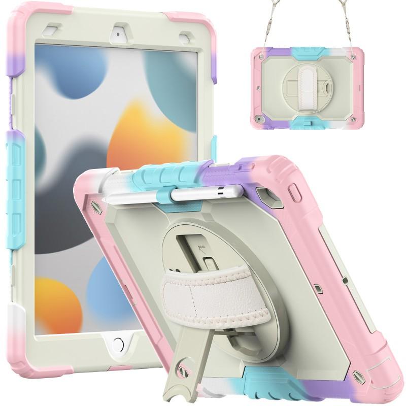 IPad 9th 10.2 Case 7/8th Gen Cover Camo SiliconePC Shockproof Sleeve With Wrist Strap