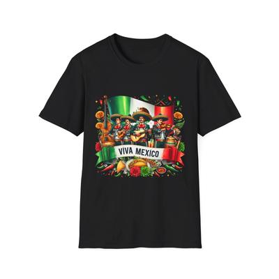 T-shirt Unisex Softstyle Viva Mexico, Abbigliamento per Feste, Patrimonio Messicano, Cinco