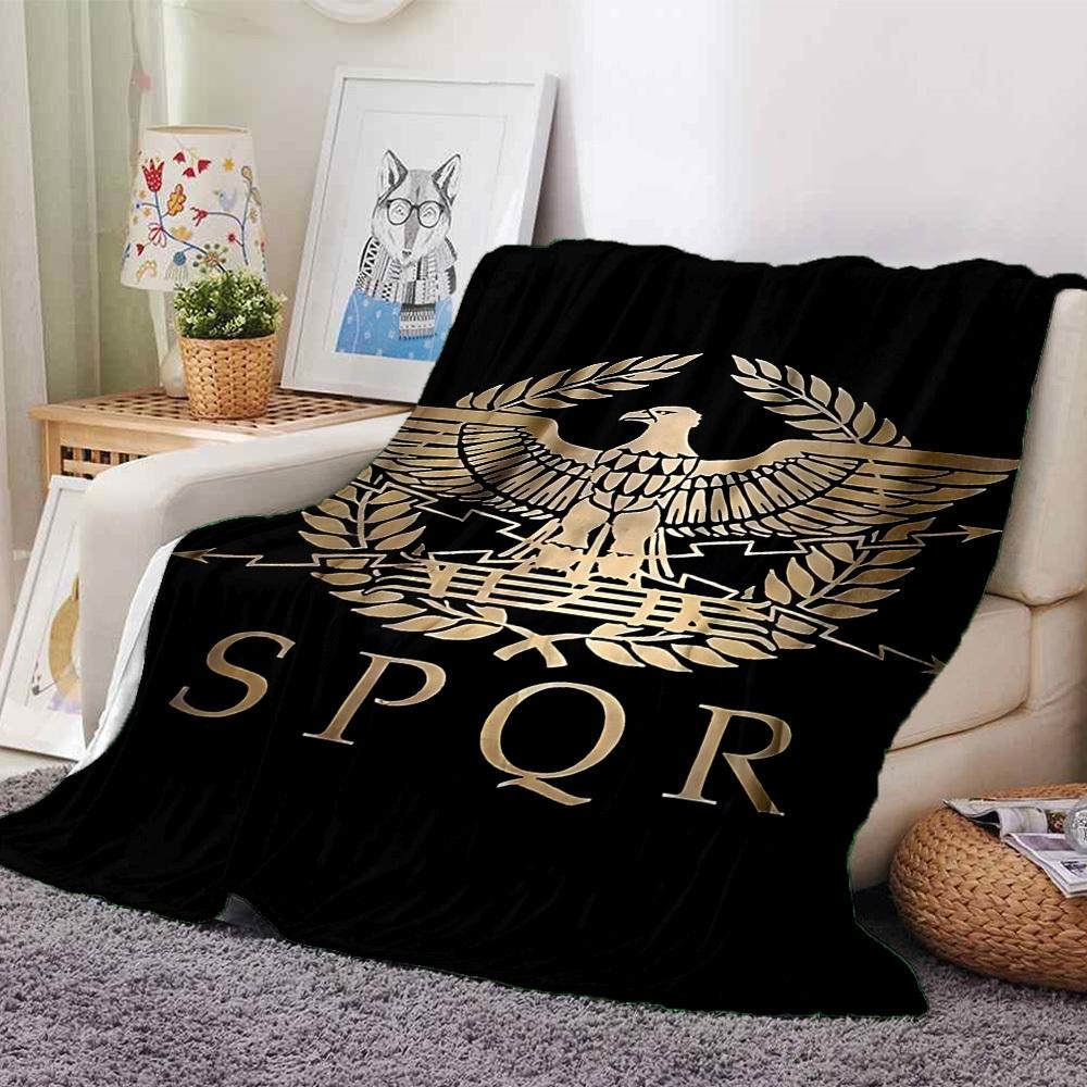 1pc Eagle SPQR Throw Blanket Soft Flannel, Cozy All Season Polyester Perfect for Home, Office