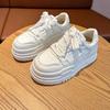 Soft leather platform white shoes children's 2025 spring and summer new high-value versatile heightening board shoes casual sports shoes