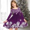 Girl Casual 3D Snowflake Print Round Neck Long Sleeve Dress Kid Princess Dress