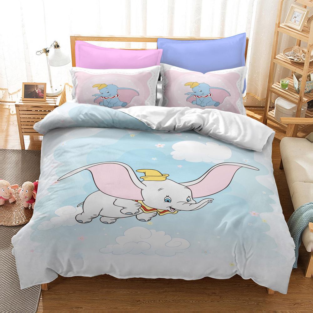 3D Digital Printing Three-Piece Dumbo Children'S Kit Quilt Cover Pillowcase Bedding