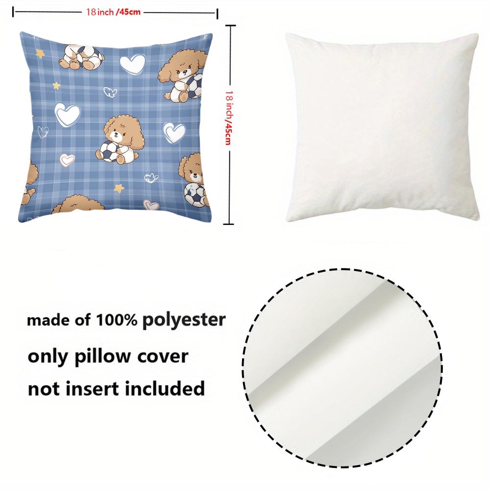 1 Pieces Cute Puppy Patterned Blue Checkered Pillowcase Polyester Pillowcase, Sofa Decorative Cushion Cov Headboard Pillow